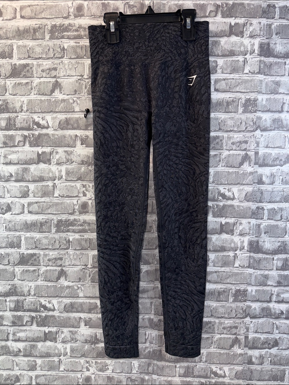 Gymshark Black Textured‎ High-Rise Leggings with Subtle Pattern